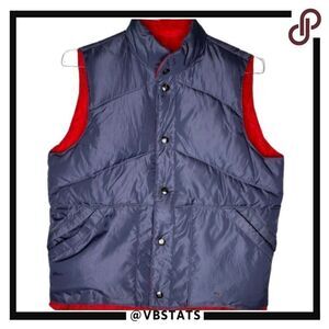 Camel Goosedown Reversible Vinatage Puffer Vest in Gray / Red Size Medium